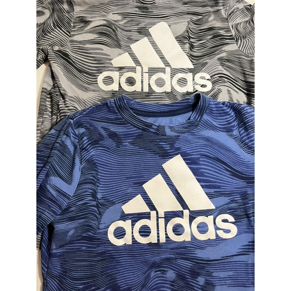 Adidas Boys Youth Long Sleeve Logo Shirts Size 7 Blue Black Gray Lot Of 2 - Picture 4 of 6